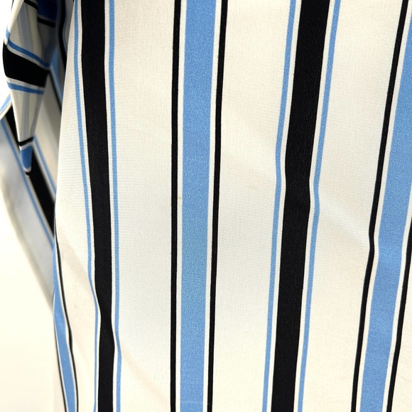MSGM Shirt Womens 38 XS White Black Striped Silk One Shoulder Asymmetric Top - Picture 6 of 14